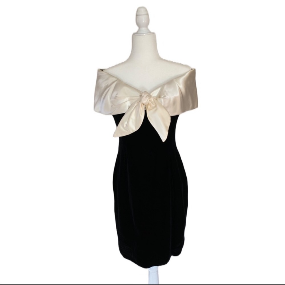 Steven Stolman Ann Taylor Collab Vintage 90s Velvet  Satin Bow Formal Prom Dress